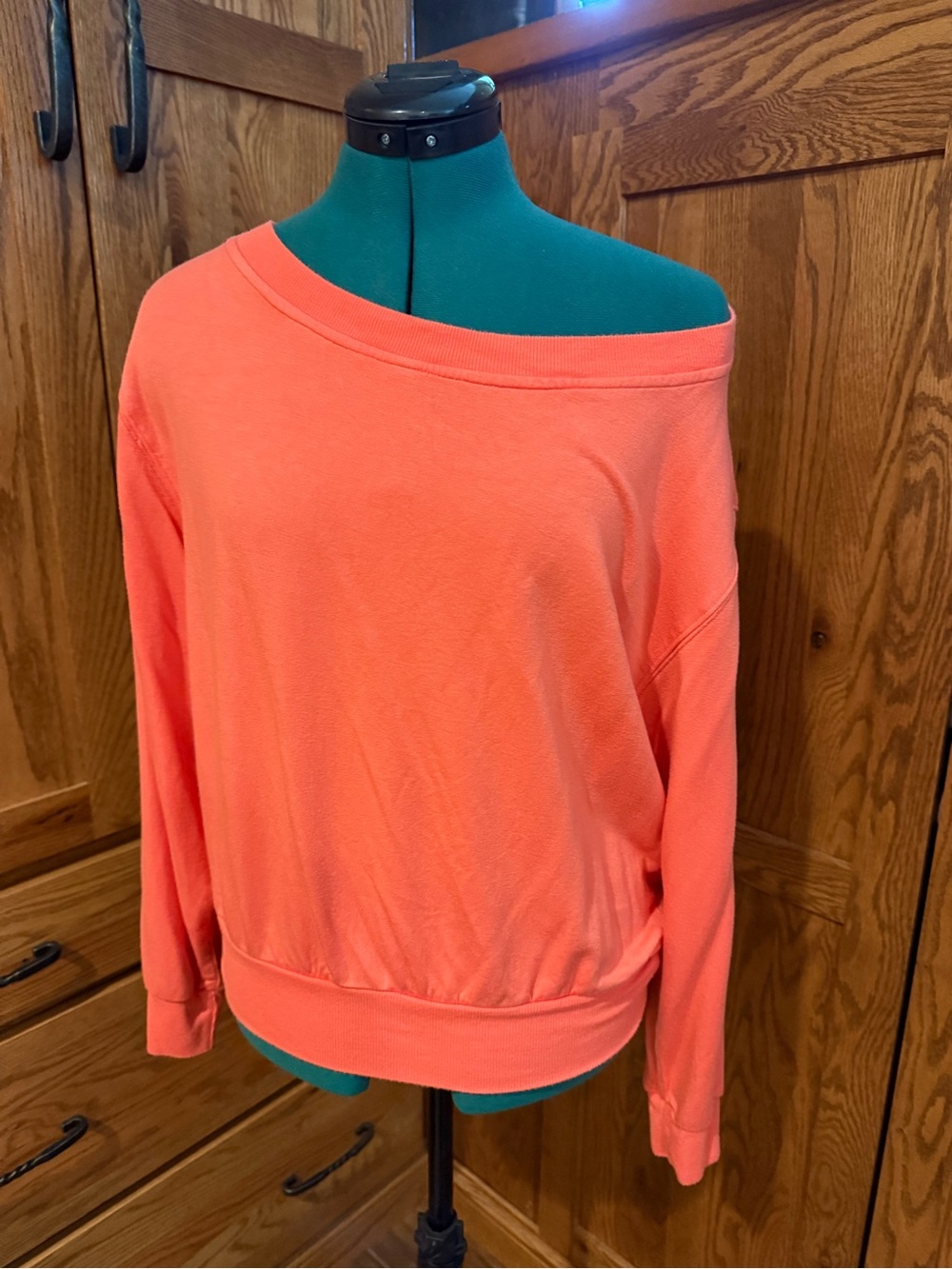 Off-Shoulder Coral Sweatshirt for Women